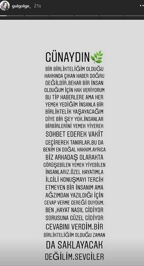 Gül Gölge'den aşk açıklaması: Sadece yemek yedik.. - Resim: 1