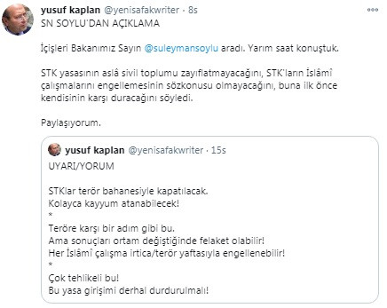 Tarikatlarda kayyum korkusu: Soylu garanti verdi - Resim: 1