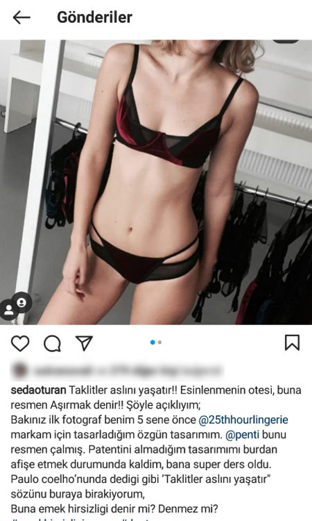 Seda Oturan: Penti Benim İç Çamaşırı Tasarımlarımı Çalmış - Resim: 1