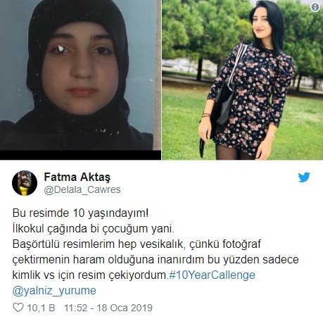 Sosyal medyadaki #10YearChallenge'a Türkiye'de başörtüsünü çıkaranlar da katıldı - Resim: 1