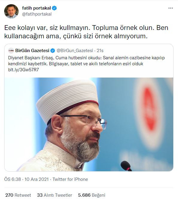 Fatih Portakal Ali Erbaş'a Fena Ayar Verdi: Sizi Örnek Almıyorum - Resim: 1