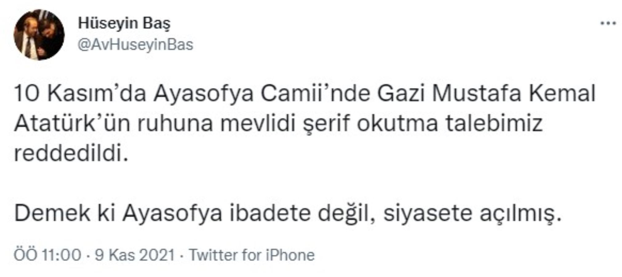 Ayasofya'da Atatürk için Mevlit Okutma Talebine Valilikten Ret - Resim: 1