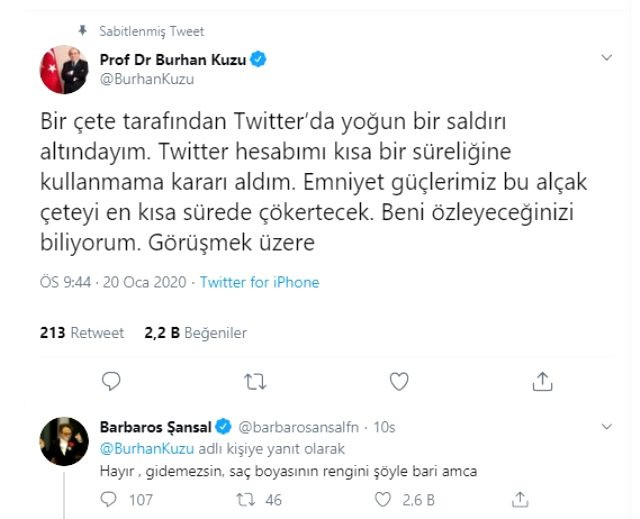 Burhan Kuzu veda etti, Barbaros Şansal'ın yorumu binlerce beğeni aldı - Resim: 1