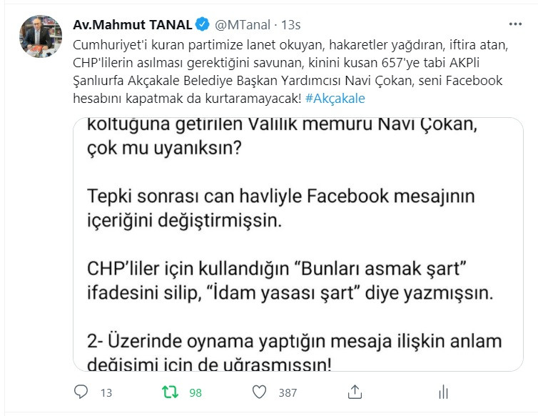 CHP'lilerin İdamını İsteyen AKP'li Çokan Hesabını Kapattı - Resim: 2