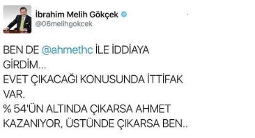 Melih Gökçek, Ahmet Hakan'la girdiği iddiayı kaybetti: Göndersene kardeşim takım elbiseyi! - Resim: 1