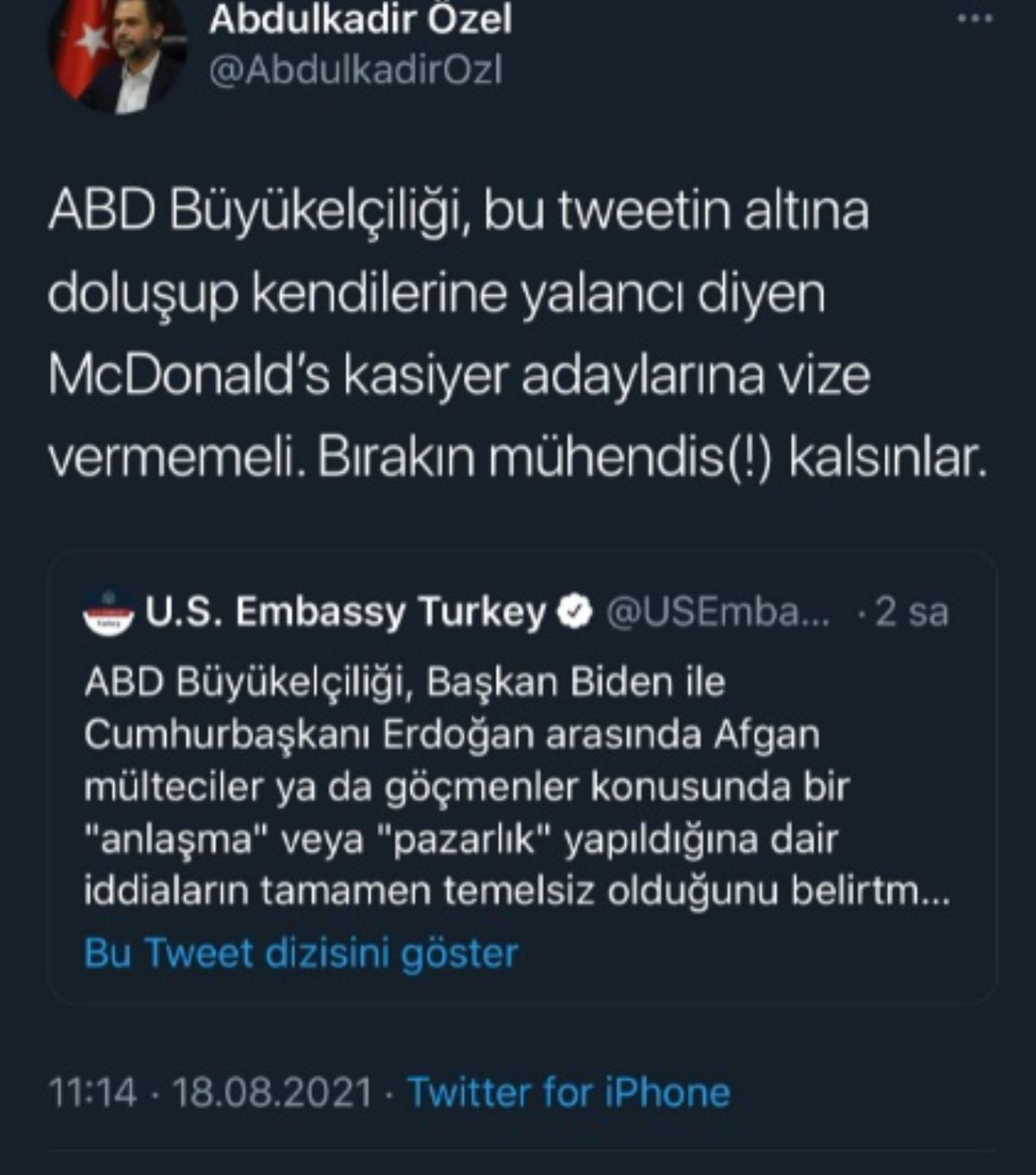 ABD Büyükelçiliği'ne Tepki Gösteren Vatandaşa AKP'li İsimden Skandal Yanıt - Resim: 1