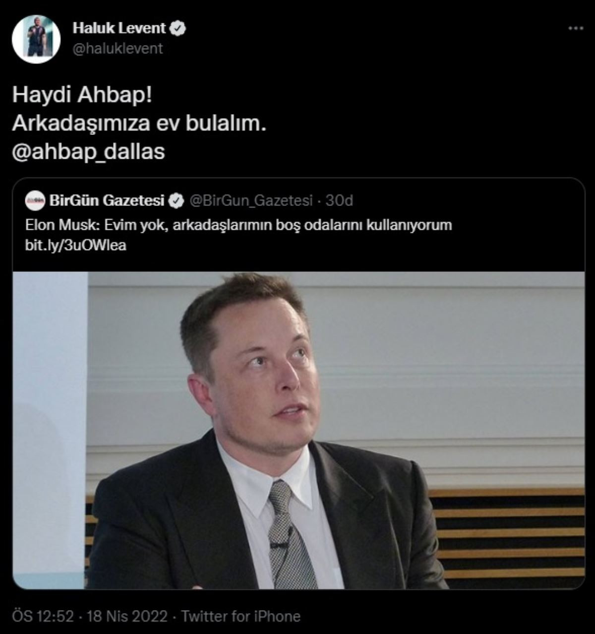 Elon Musk Evim Bile Yok Dedi, Haluk Levent Devreye Girdi - Resim: 1