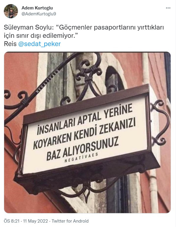 Sedat Peker'den Süleyman Soylu'ya Retweetli Gönderme - Resim: 1