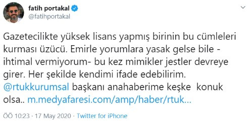 Fatih Portakal'dan RTÜK Başkanı Şahin'e flaş yanıt - Resim: 1