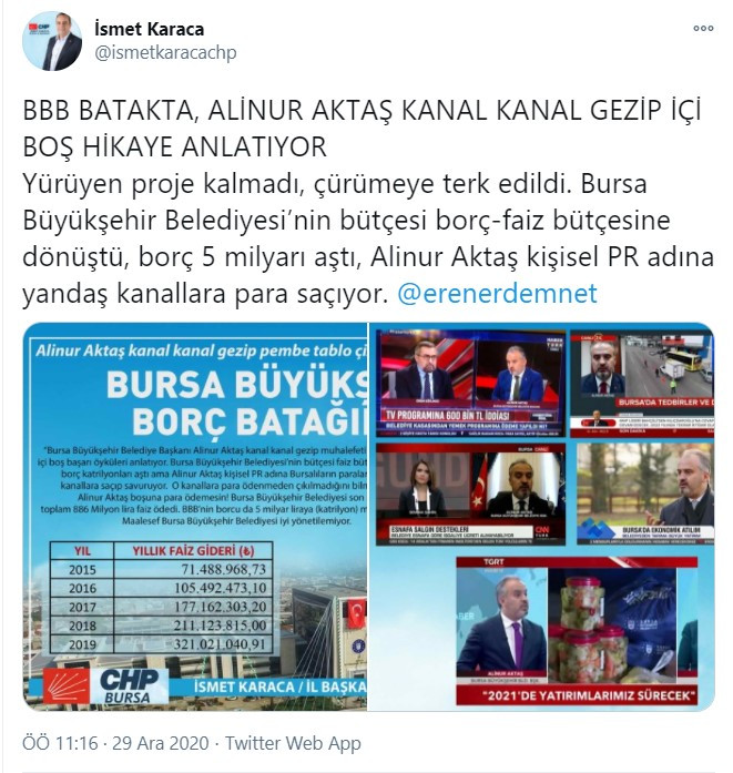 Bursagate: Alinur Aktaş'a yandaş kanallara para saçıyor eleştirisi - Resim: 1