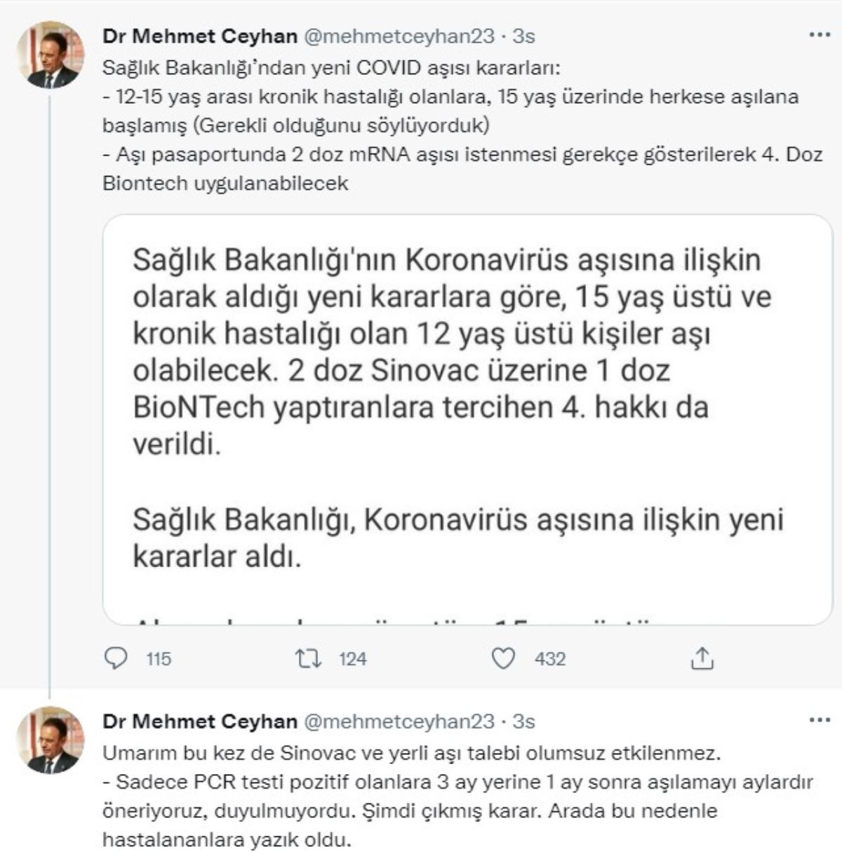 Prof. Dr. Mehmet Ceyhan'dan 4. Doz Aşı Tepkisi: Yazık Oldu! - Resim: 1