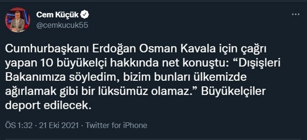 Erdoğan 10 Büyükelçiyi Sınır Dışı Edecek İddiası