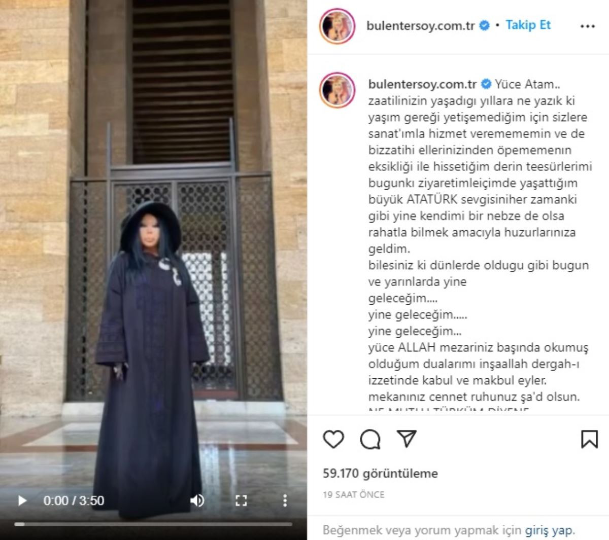 Bülent Ersoy'dan Anıtkabir Paylaşımı: Yine Geleceğim - Resim: 1