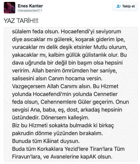 Enes Kanter'den FETÖ'ye biat yemini! - Resim: 1