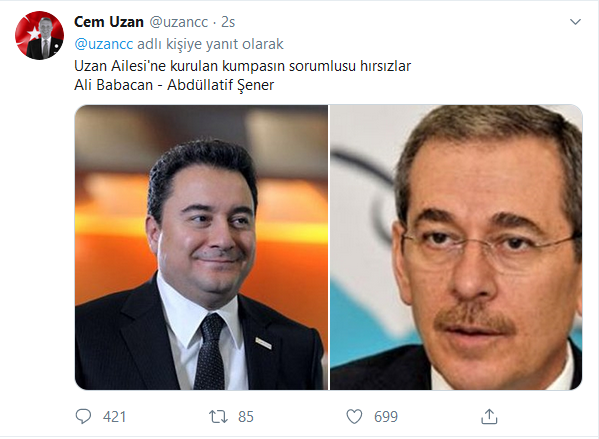 Cem Uzan'dan Ali Babacan ve Abdüllatif Şener'e: Hırsızlar - Resim: 1