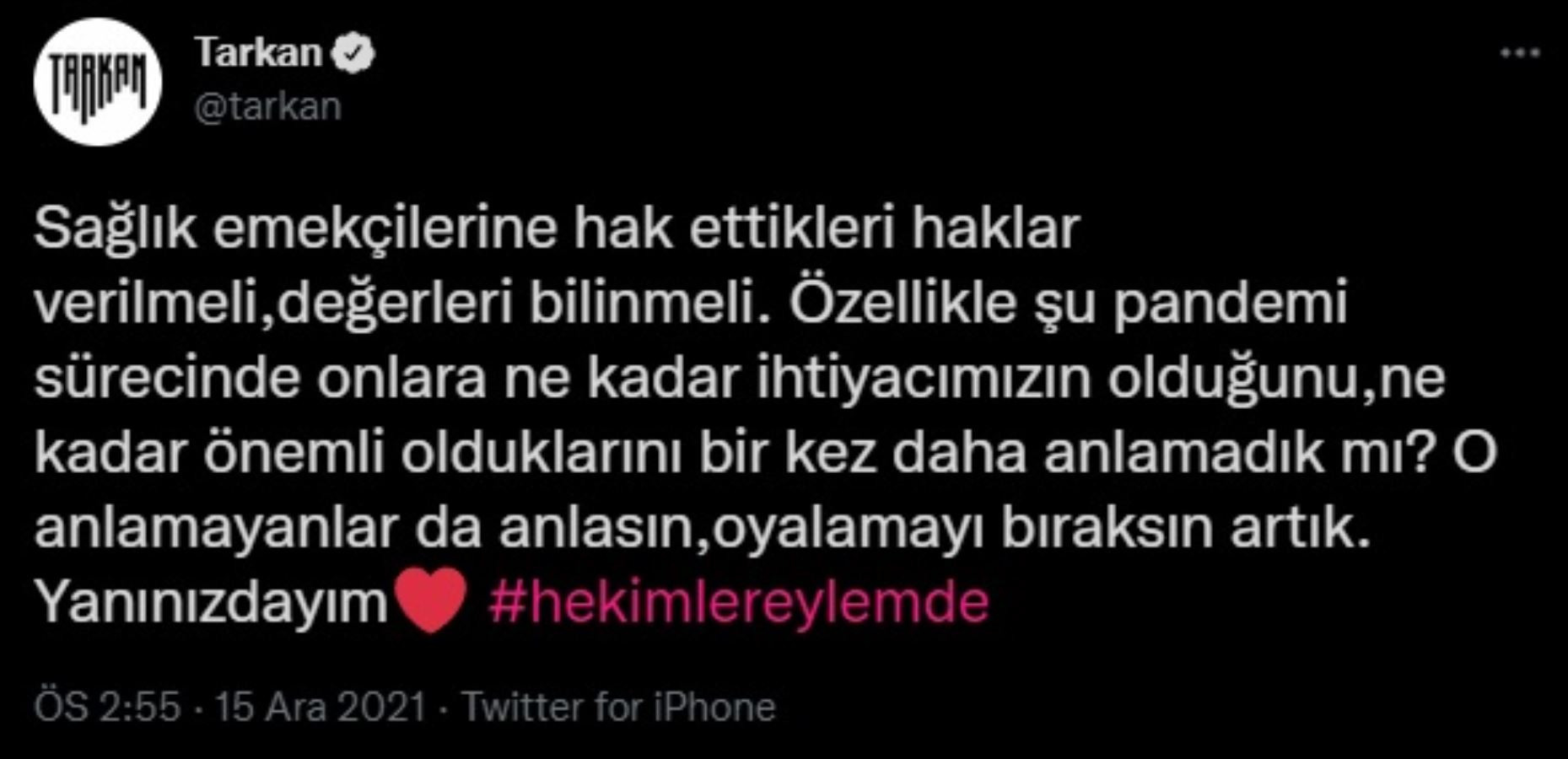 Tarkan Sağlık Emekçilerinin Grevine Destek Verdi: Yanınızdayım - Resim: 1