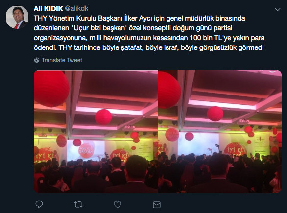 THY Başkanı İlker Aycı için 100 Bin TL'lik Uçur bizi başkan temalı sürpriz doğumgünü partisi iddiası - Resim: 1