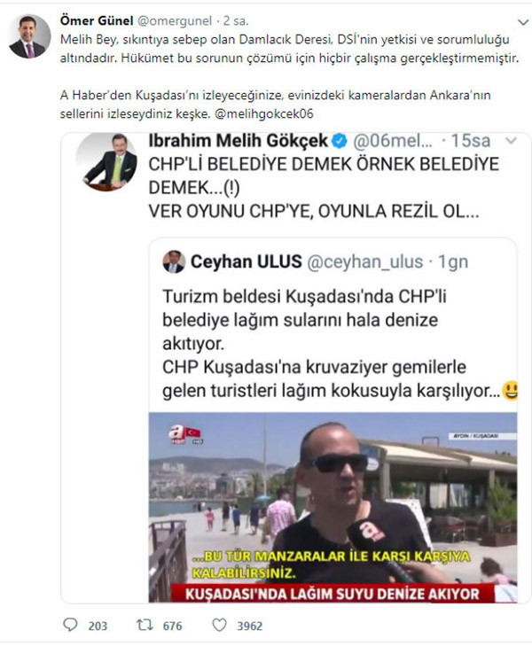 Kuşadası Belediye Başkanından Melih Gökçek’e: A Haber izleyene kadar.. - Resim: 1