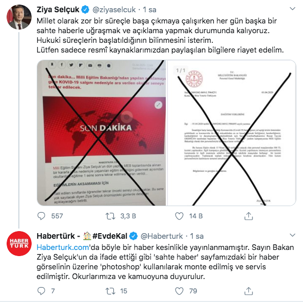 Ziya Selçuk yalan haberlerden şikayet etti, Habertürk açıklama yaptı - Resim: 1