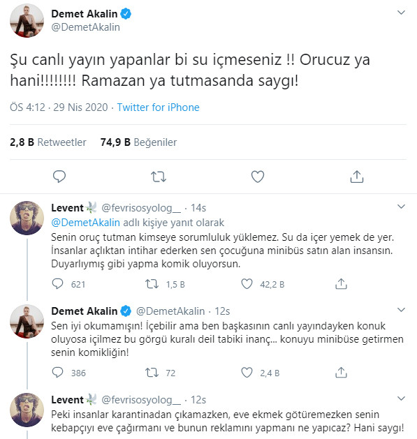 Demet Akalın ve takipçisi arasında oruç krizi! - Resim: 1
