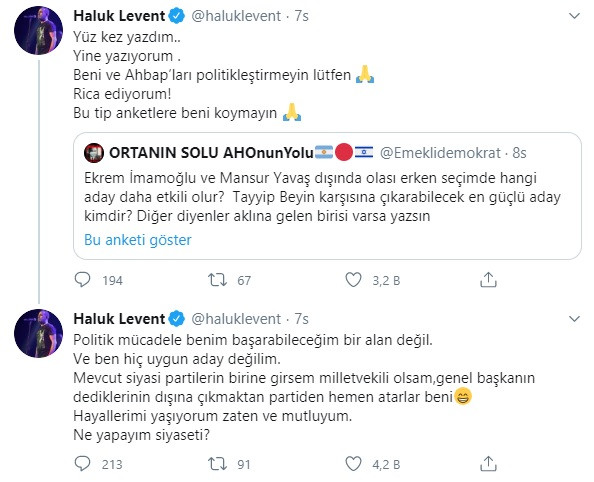Haluk Levent'ten o ankete itiraz: Erdoğan'ın rakibi değilim - Resim: 1