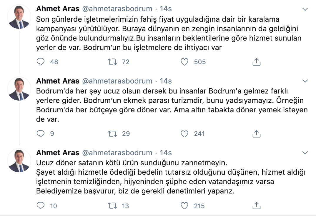 Bodrum Belediye Başkanı Aras'tan 370 liralık döner açıklaması - Resim: 1