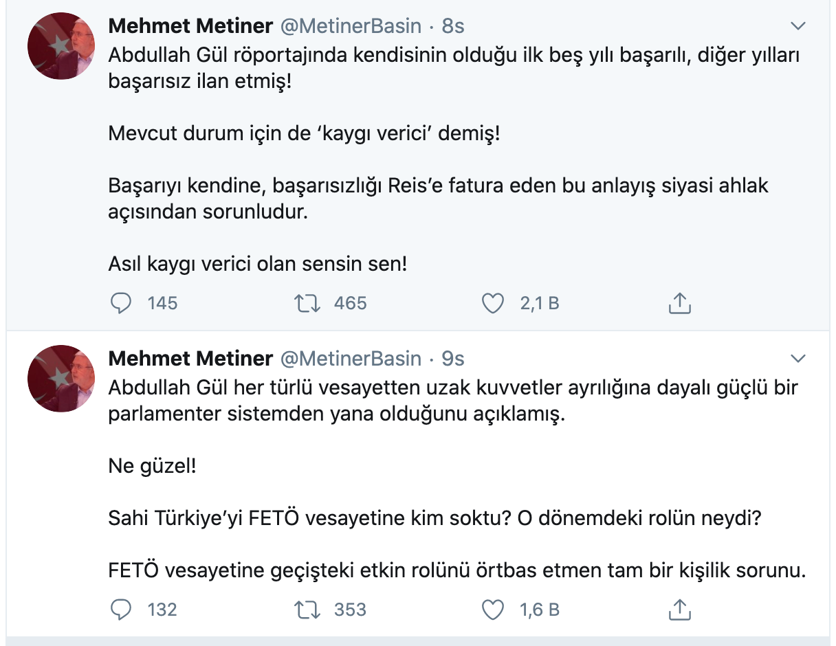AKP'li Metiner'den Abdullah Gül'e: Türkiye'yi FETÖ'ye sen teslim ettin - Resim: 1