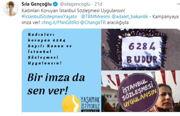 Sıla'dan 'Kadınları Koruyan İstanbul Sözleşmesi Uygulansın'a destek! - Resim: 1