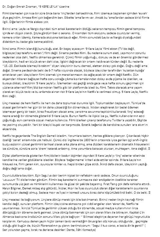 Ezel Akay 9 Kere Leyla filmini eleştirenlere okuyucu mektubuyla cevap verdi - Resim: 2