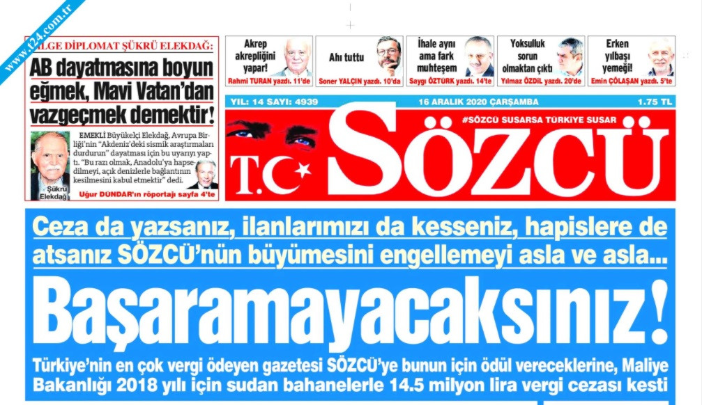 Sözcü gazetesi: Ceza da kesseniz hapse de atsanız durduramayacaksınız - Resim: 1