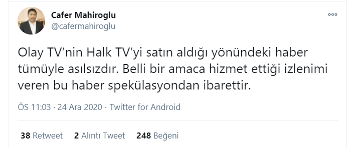 Halk TV'nin sahibi Cafer Mahiroğlu'ndan Olay TV açıklaması - Resim: 1