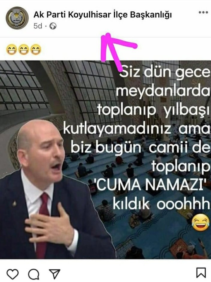 AKP'den Siz Yılbaşı Kutlayamadınız Biz Camide Namaz Kıldık Oh Ohh paylaşımı - Resim: 1