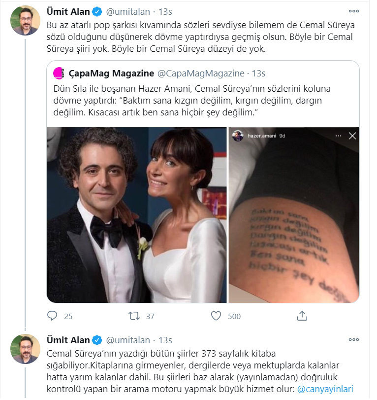 Sıla'dan Boşanan Hazer Amani'nin yaptırdığı dövmedeki şiir kimin? - Resim: 1