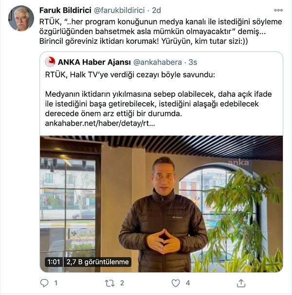 Bildirici'den RTÜK'e: Birincil Göreviniz İktidarı Korumak - Resim: 1