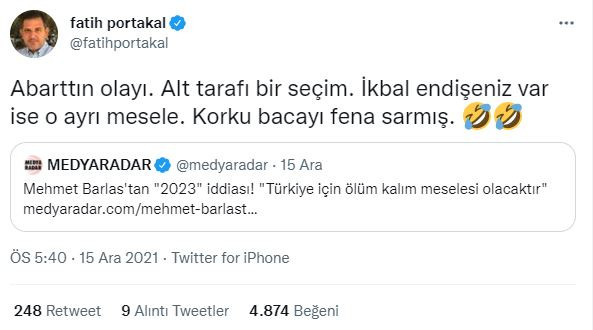 Fatih Portakal'dan Mehmet Barlas Yorumu: Korku Bacayı Fena Sarmış - Resim: 1