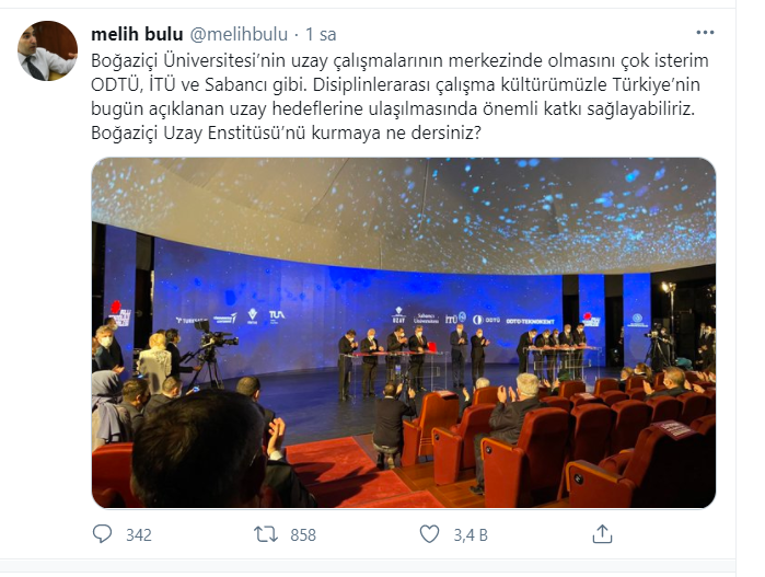 O Anda Melih Bulu: Boğaziçi Uzay Enstitüsü’nü Kurmaya Ne Dersiniz? - Resim: 1