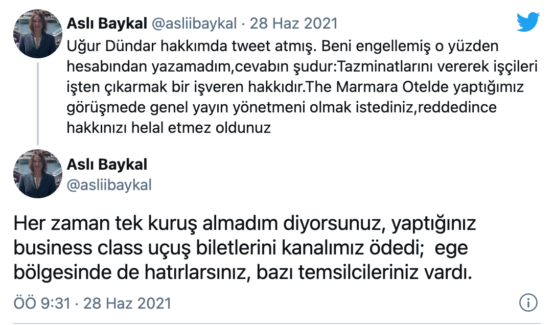 Aslı Baykal'dan Uğur Dündar'a: Genel Yayın Yönetmeni Olmak İstedin... - Resim: 1