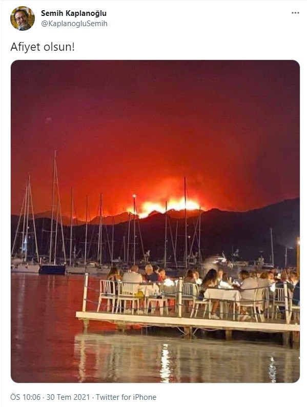 Semih Kaplanoğlu'ndan Yangın Sırasında İskelede Yemek Yiyenlere Tepki - Resim: 1