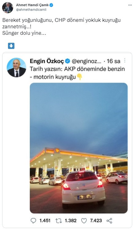 AKP'li Çamlı'ya Göre Benzin Kuyrukları Bereket Yoğunluğuymuş - Resim: 1
