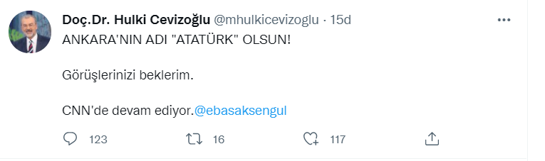 Hulki Cevizoğlu: Ankara'nın Adı Atatürk Olsun - Resim: 1
