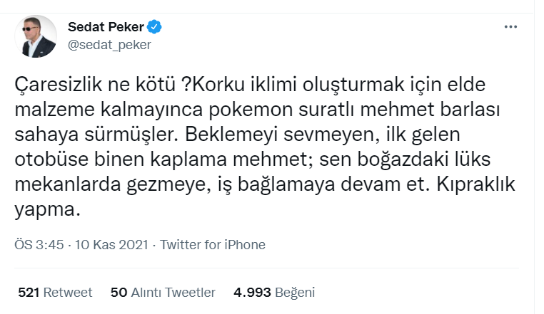 Sedat Peker: Pokemon Suratlı Mehmet Barlas'ı Sahaya Sürmüşler - Resim: 1