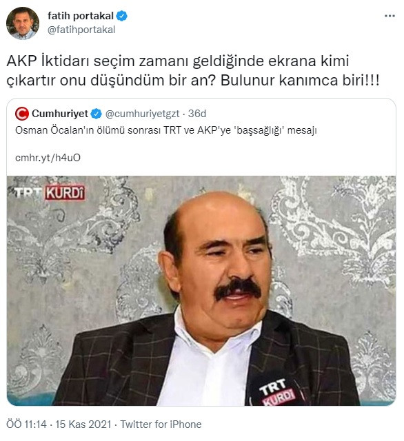 Fatih Portakal'dan Osman Öcalan Yorumu: AKP Şimdi Kimi Çıkartır Ekrana? - Resim: 1