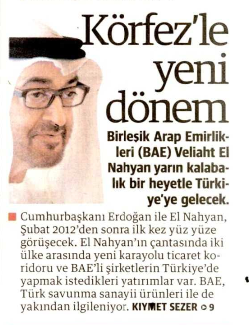 Yeni Şafak Şerefsiz Dediği BAE Prensinin Türkiye Ziyaretini Böyle Müjdeledi - Resim: 1