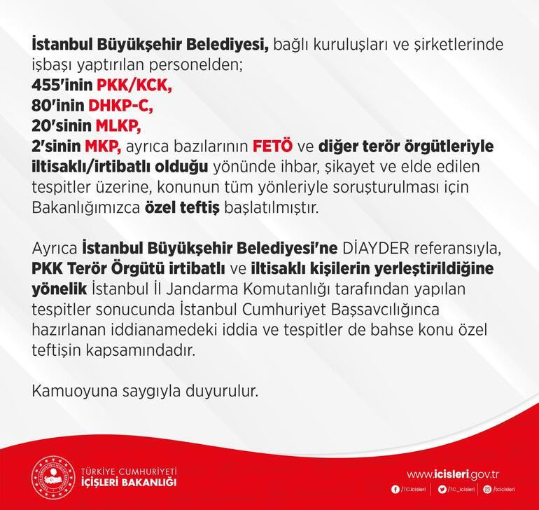 İçişleri Bakanlığı: İBB Personellerine Teftiş Başlatıldı - Resim: 1