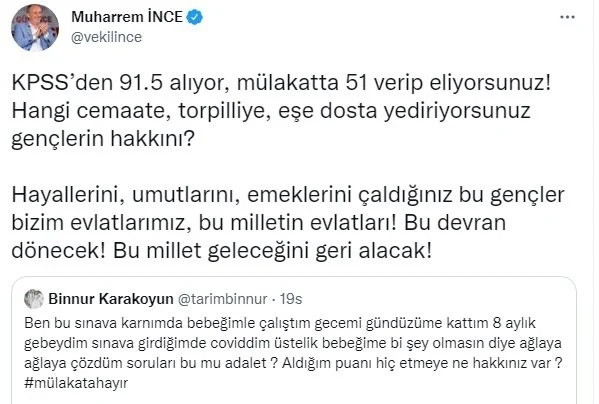Muharrem İnce'den KPSS Tepkisi: Hangi Cemaate Yediriyorsunuz Gençlerin Hakkını? - Resim: 1