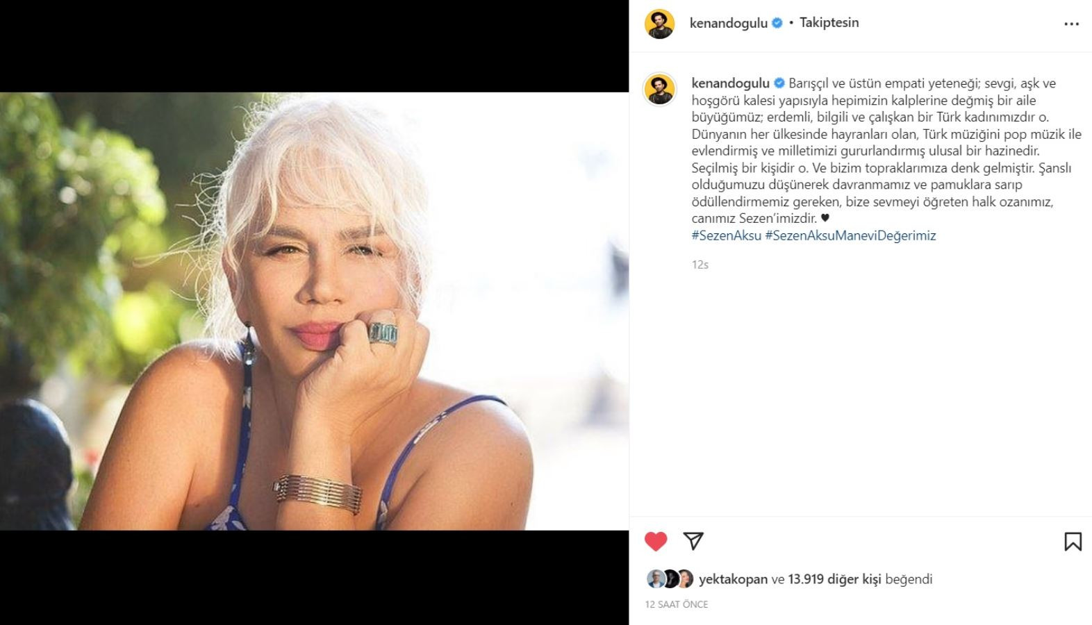 Kenan Doğulu'dan Sezen Aksu'ya Destek: Seçilmiş bir kişidir ve bizim topraklarımıza denk gelmiştir - Resim: 1