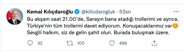 Kılıçdaroğlu: Bu Akşam 21.00'de Sarayın Trollerini Bekliyorum - Resim: 1