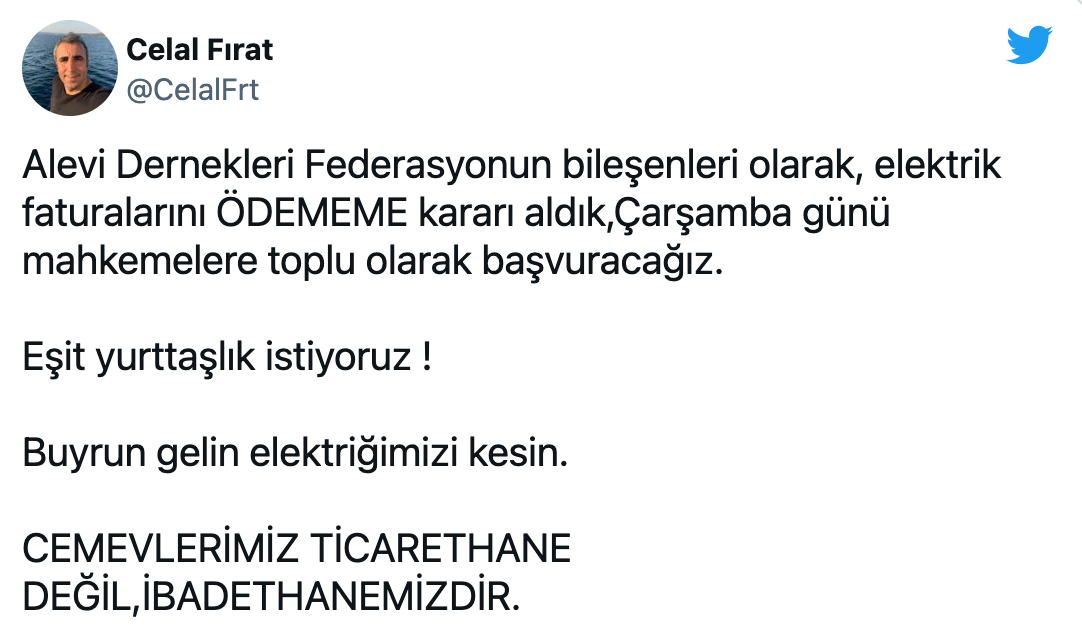 Cemevleri Elektrik Faturalarını Ödememe Kararı Aldı - Resim: 1