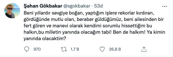Şahan Gökbakar Eleştirilere Yanıt Verdi: Ben de Halkım, Milletin Yanındayım - Resim: 1