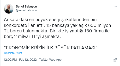 Şenol Babuşçu: Bir Enerji Şirketi Konkordato İlan Etti - Resim: 1